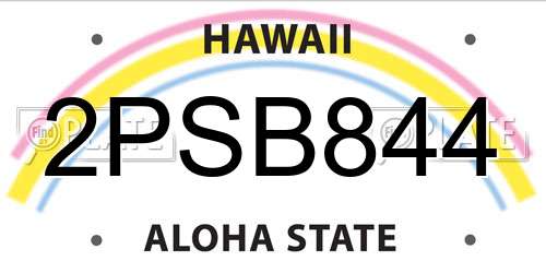 2PSB844 Hawaii License Plate