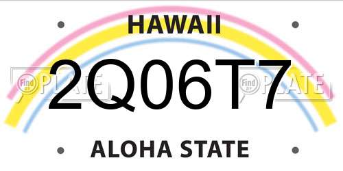 2Q06T7 Hawaii License Plate