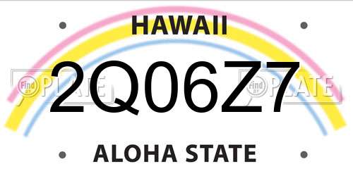 2Q06Z7 Hawaii License Plate