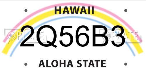 2Q56B3 Hawaii License Plate