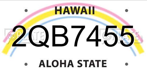 2QB7455 Hawaii License Plate