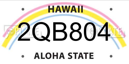 2QB804 Hawaii License Plate