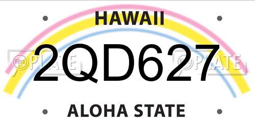 2QD627 Hawaii License Plate