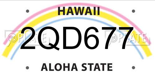 2QD677 Hawaii License Plate