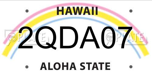 2QDA07 Hawaii License Plate