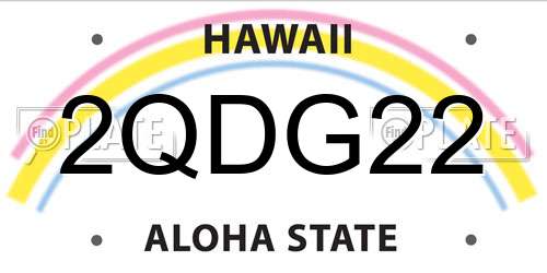 2QDG22 Hawaii License Plate