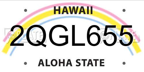 2QGL655 Hawaii License Plate