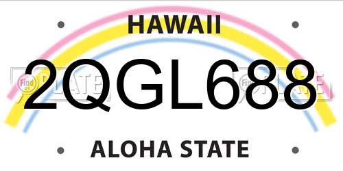 2QGL688 Hawaii License Plate