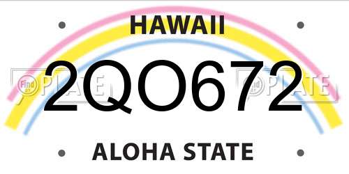 2QO672 Hawaii License Plate