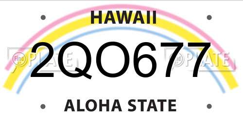 2QO677 Hawaii License Plate