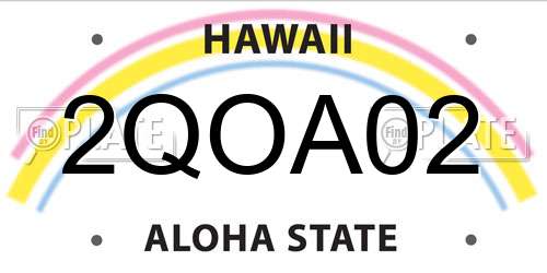 2QOA02 Hawaii License Plate