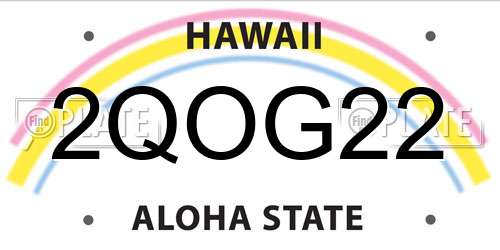 2QOG22 Hawaii License Plate