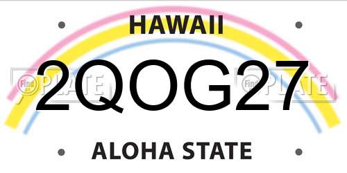 2QOG27 Hawaii License Plate