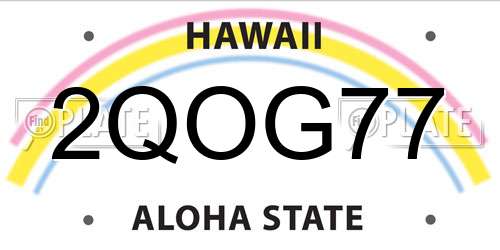2QOG77 Hawaii License Plate