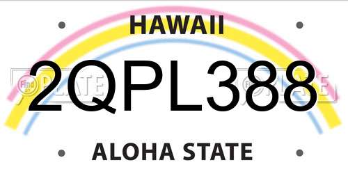 2QPL388 Hawaii License Plate