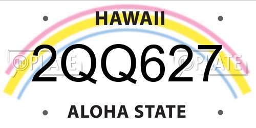 2QQ627 Hawaii License Plate