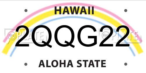 2QQG22 Hawaii License Plate