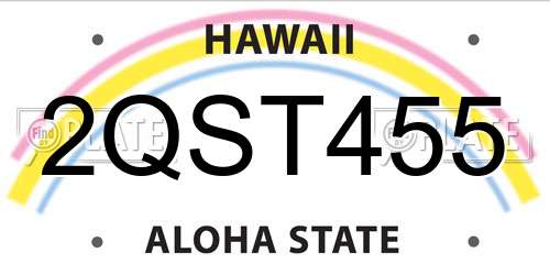 2QST455 Hawaii License Plate