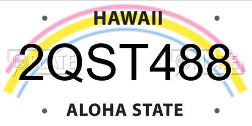 2QST488 Hawaii License Plate
