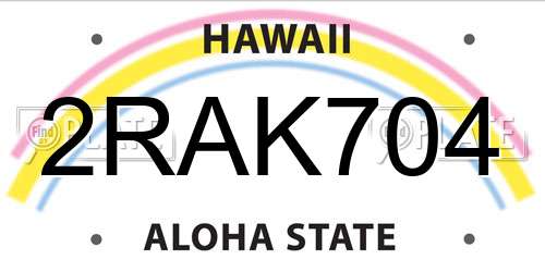 2RAK704 Hawaii License Plate