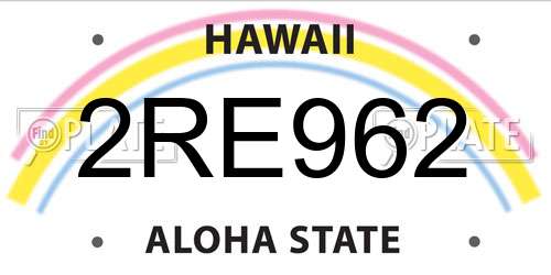 2RE962 Hawaii License Plate