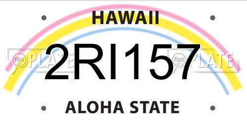 2RI157 Hawaii License Plate
