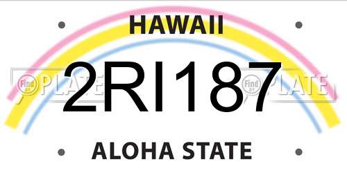 2RI187 Hawaii License Plate