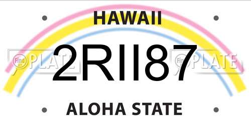 2RII87 Hawaii License Plate
