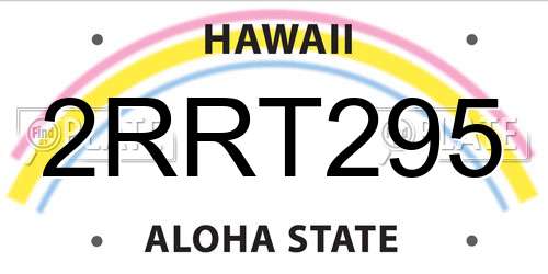 2RRT295 Hawaii License Plate