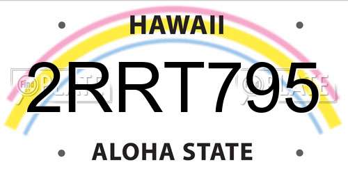 2RRT795 Hawaii License Plate
