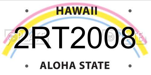 2RT2008 Hawaii License Plate