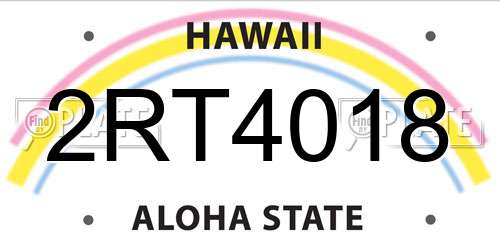 2RT4018 Hawaii License Plate