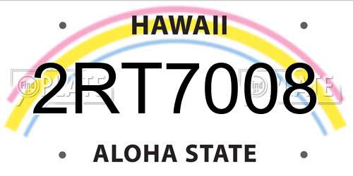 2RT7008 Hawaii License Plate
