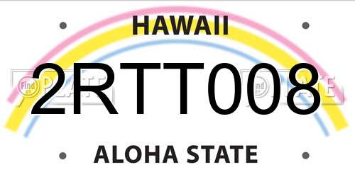 2RTT008 Hawaii License Plate