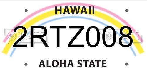 2RTZ008 Hawaii License Plate