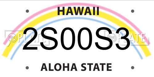 2S00S3 Hawaii License Plate