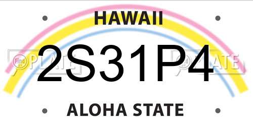 2S31P4 Hawaii License Plate