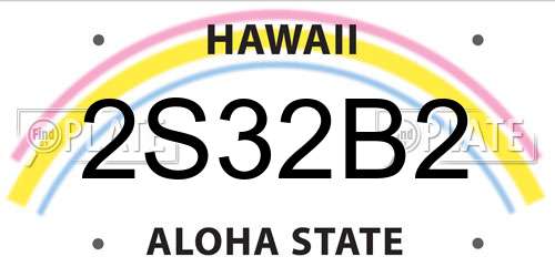 2S32B2 Hawaii License Plate