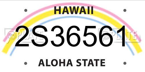 2S36561 Hawaii License Plate