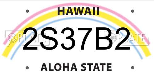 2S37B2 Hawaii License Plate