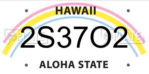 2S37O2 Hawaii License Plate