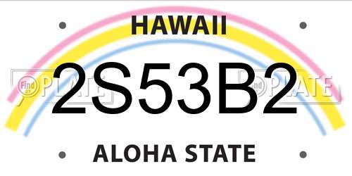 2S53B2 Hawaii License Plate
