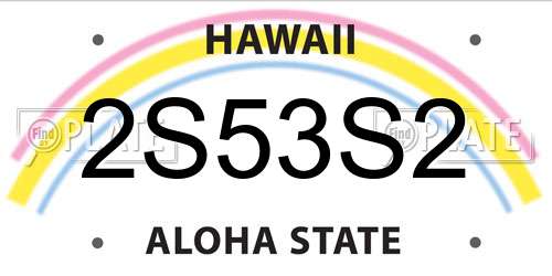 2S53S2 Hawaii License Plate