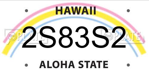 2S83S2 Hawaii License Plate
