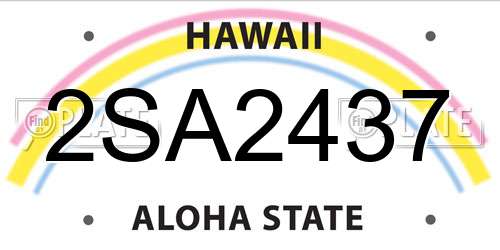 2SA2437 Hawaii License Plate