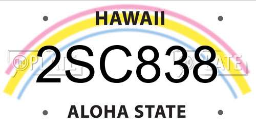 2SC838 Hawaii License Plate