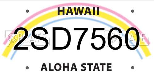 2SD7560 Hawaii License Plate