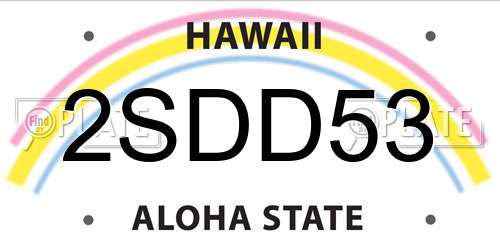 2SDD53 Hawaii License Plate