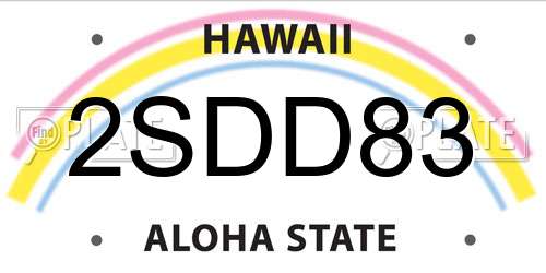 2SDD83 Hawaii License Plate