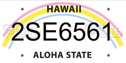 2SE6561 Hawaii License Plate